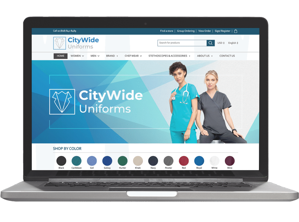 City Wide Uniforms is a storefront location that wanted to bring their shop to the internet to reach a larger audience and increase sales. The project objective was to build an e-commerce platform that would reflect the company’s image and provide customers with a convenient and easy shopping experience.